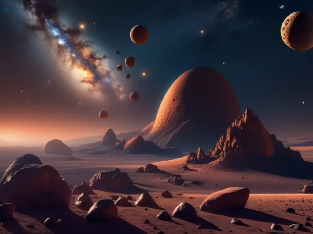 Descubrimiento de asteroides Centauros en paisaje cósmico