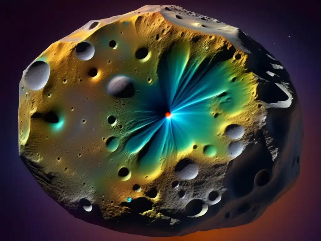 Descubrimiento de asteroides gigantes: imagen de alta resolución de Vesta, con detalles intrincados y colores vibrantes en su superficie