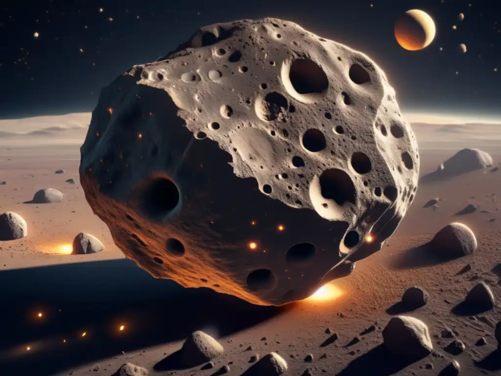Descubrimiento de asteroides y su importancia futura: detalle impresionante de un asteroide en el espacio