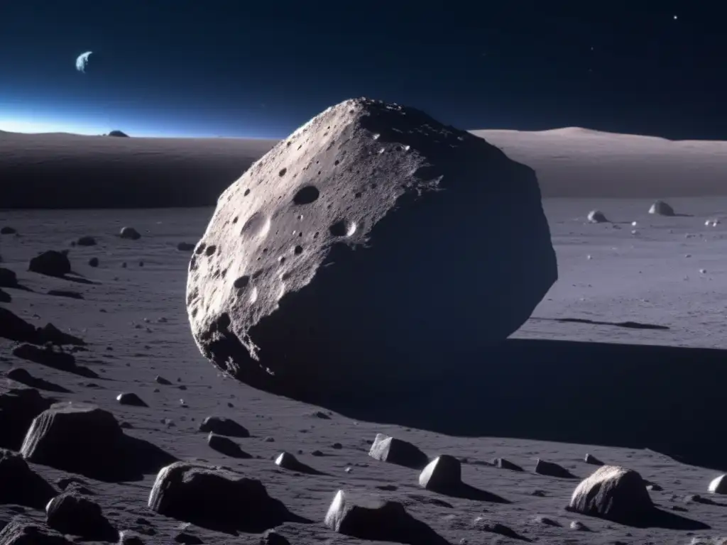 Descubrimientos astronómicos del asteroide Ryugu: superficie rugosa y llena de cráteres, sombras alargadas y variedad de tonos grises