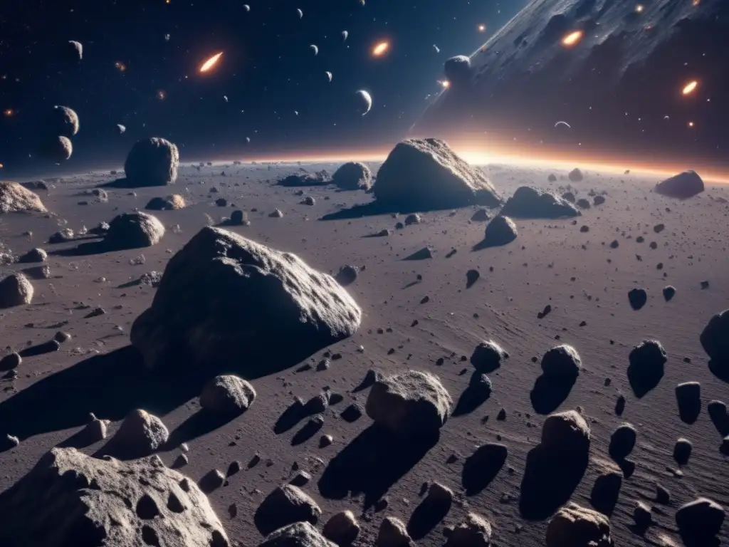Descubrimientos astronómicos sobre asteroides en 8k: Imagen impresionante de asteroides variados en el espacio