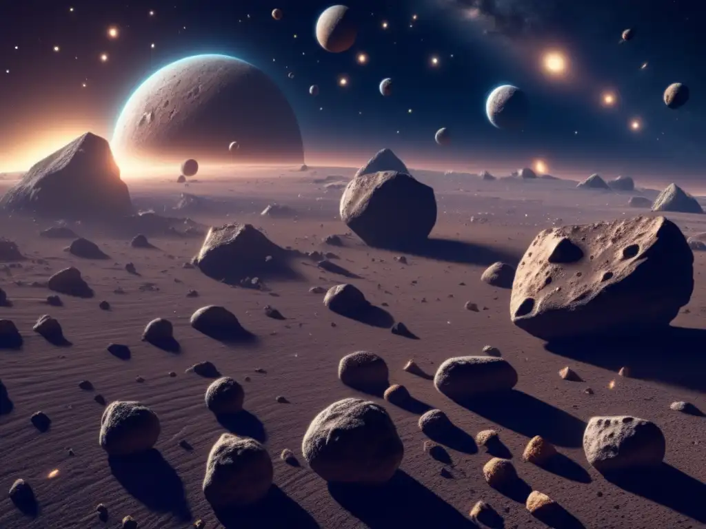 Descubrimientos recientes de asteroides en el espacio: una imagen 8k ultradetallada con asteroide