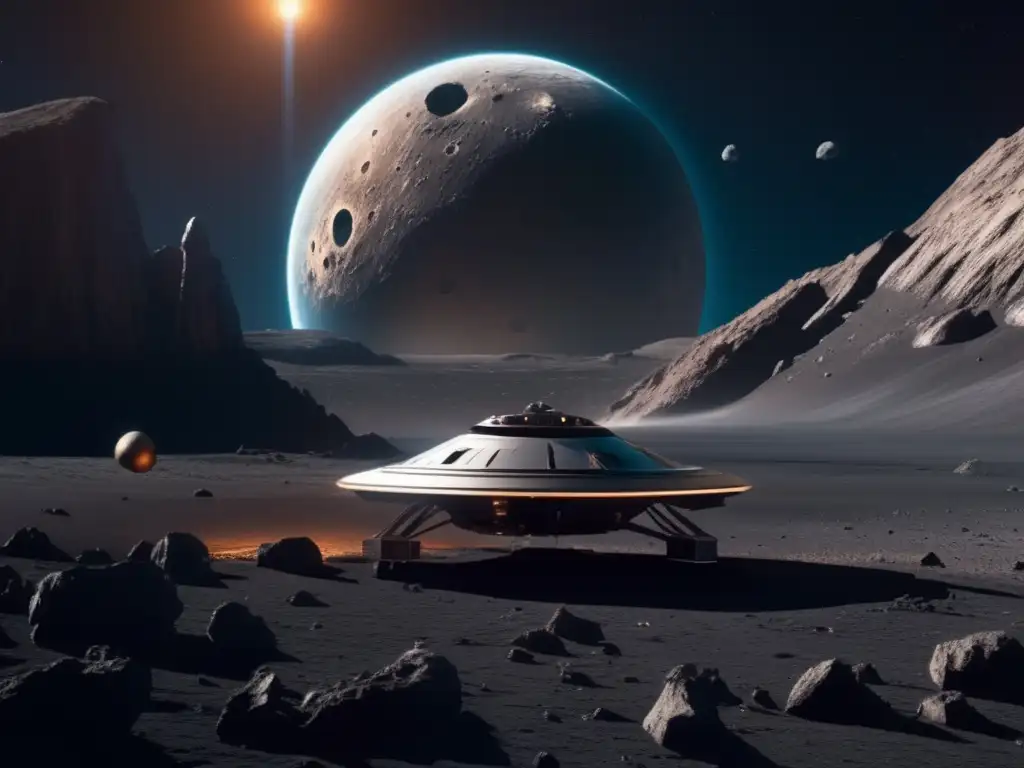 Aventura espacial en asteroide basáltico Destinos turísticos asteroides basálticos: escena impresionante en asteroide basáltico con turistas explorando paisaje extraterrestre