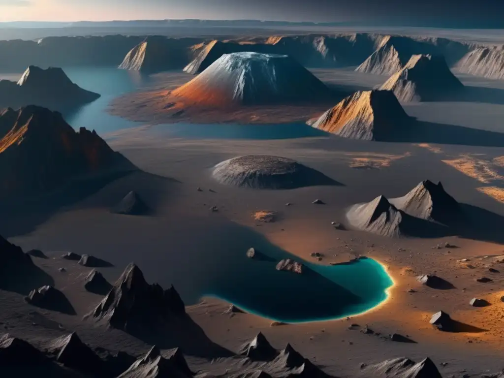 Paisaje impresionante en asteroide Destinos turísticos asteroides basálticos: paisaje impactante de montañas, cañones y formaciones basálticas en un asteroide