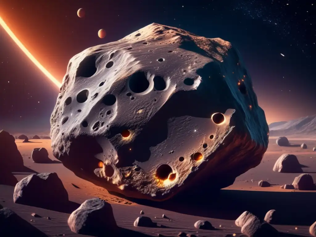 Detalle asombroso de asteroide en espacio: Exploración y aprovechamiento de asteroides