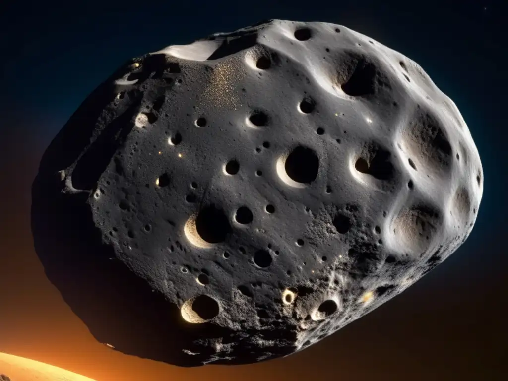 Detalle asombroso de asteroides: Apophis, forma irregular, superficie rugosa, cráteres, peligro y belleza
