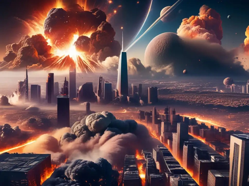 Devastador impacto cósmico muestra ciudad en caos y amenaza de asteroides