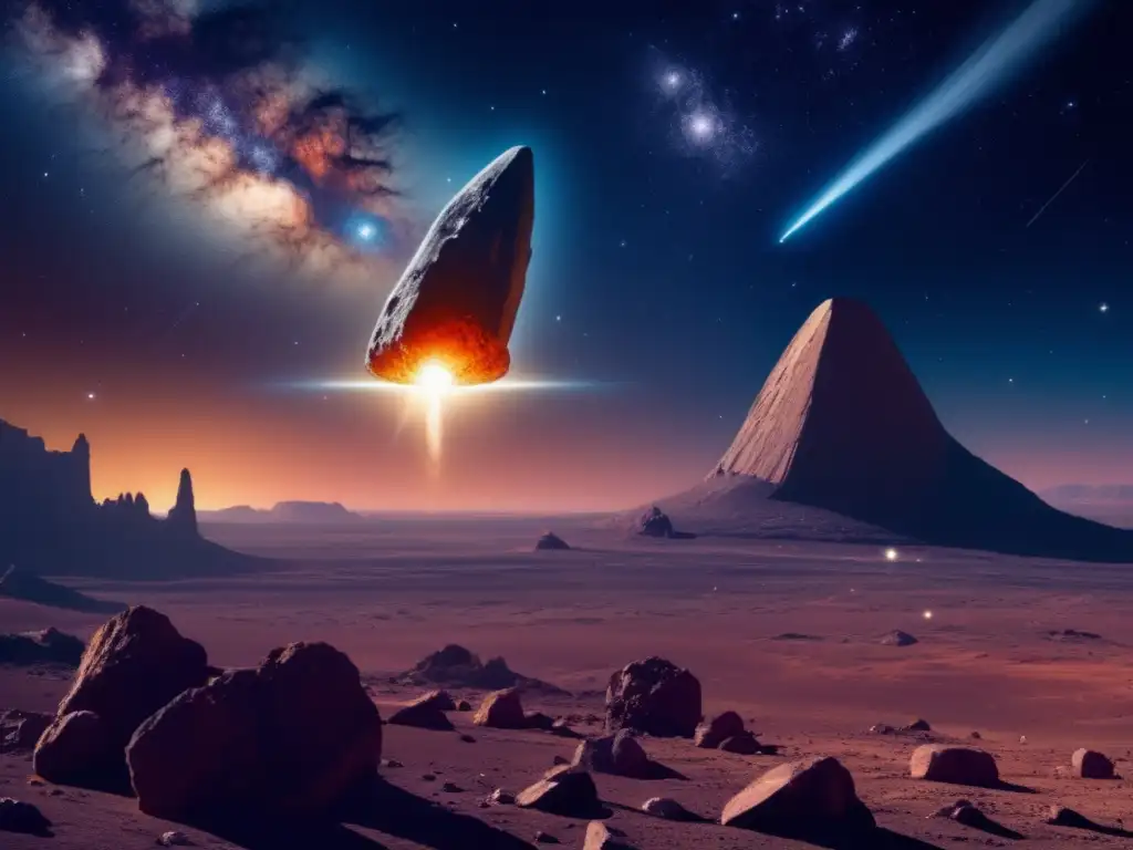 Diferencias entre asteroides y cometas: una imagen celestial con un asteroide irregular y una majestuosa cometa en contraste
