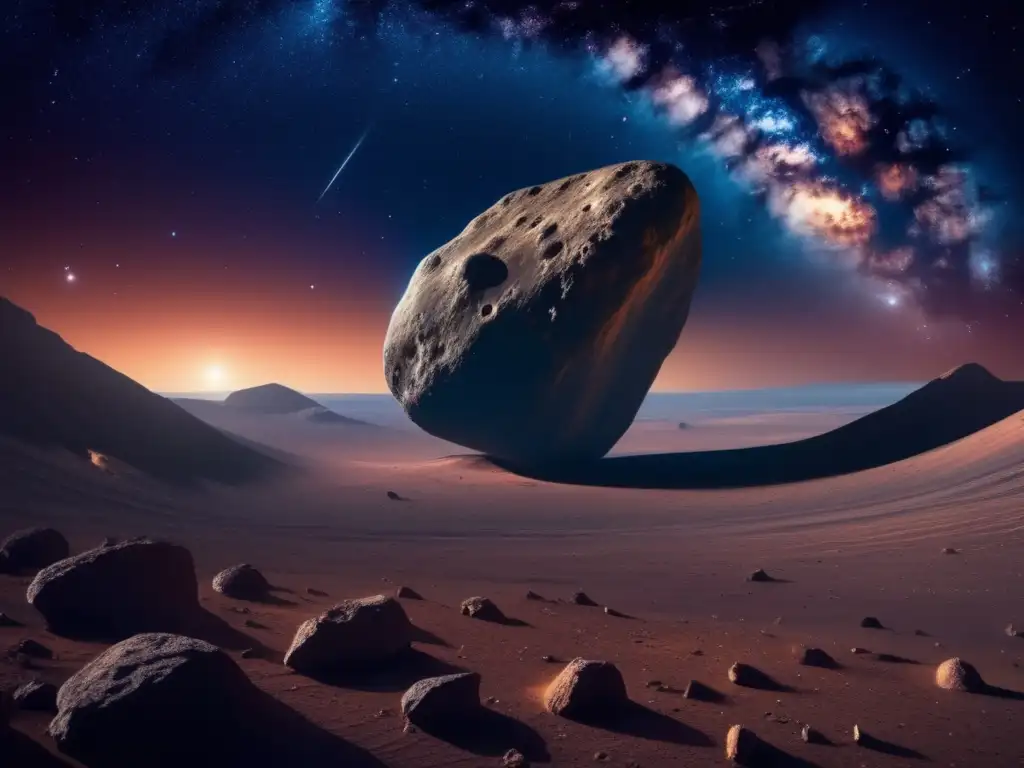 Diferencias asteroides cometas: noche estrellada, asteroide imponente, cola brillante, belleza celestial