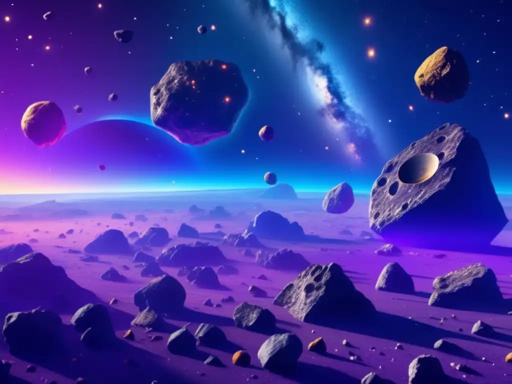 Dilema asteroides: recursos o propiedad - Campo de asteroides asombroso en el espacio, con variados tamaños, formas y colores