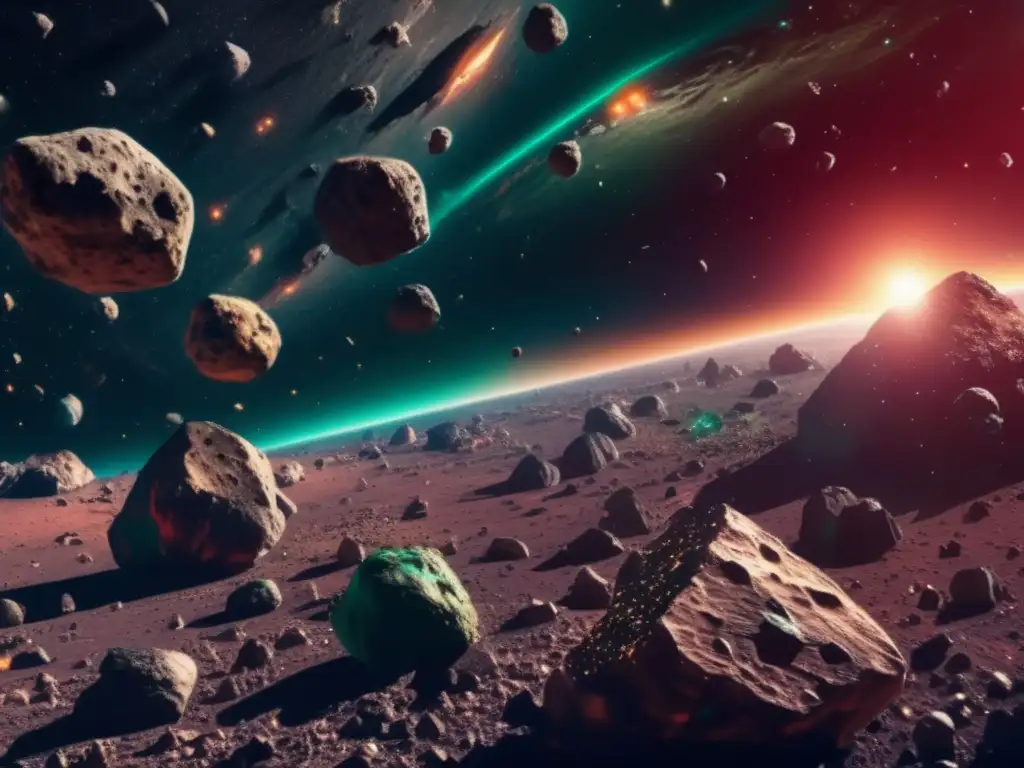 Dimensiones de asteroides para explotación en un asombroso 8k de campo de asteroides en el espacio