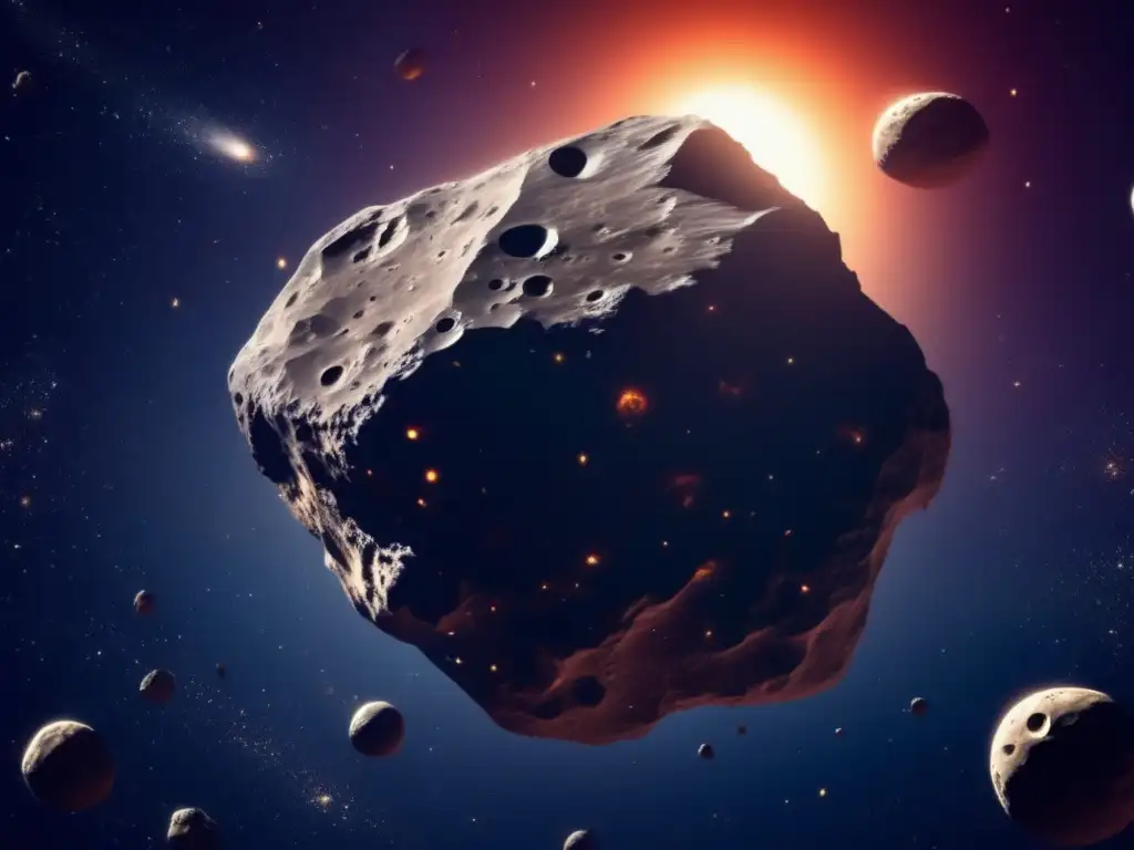 Dimensiones de asteroides para explotación: impresionante imagen de un asteroide masivo y rugoso flotando en el espacio