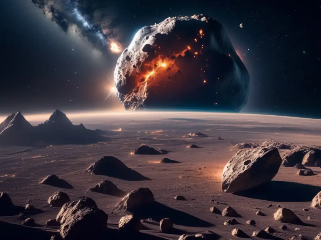 Diplomacia Intergaláctica: Asteroide minero rodeado de naves espaciales en un paisaje estelar