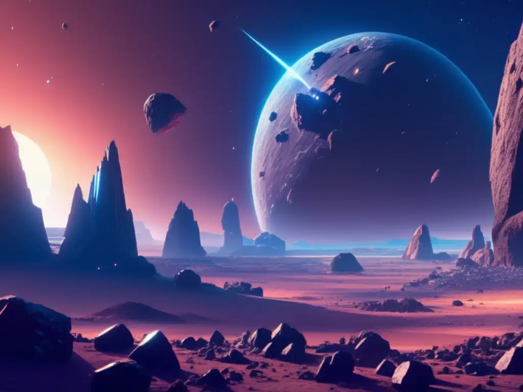 Diseño videojuegos con asteroides en un mundo virtual futurista