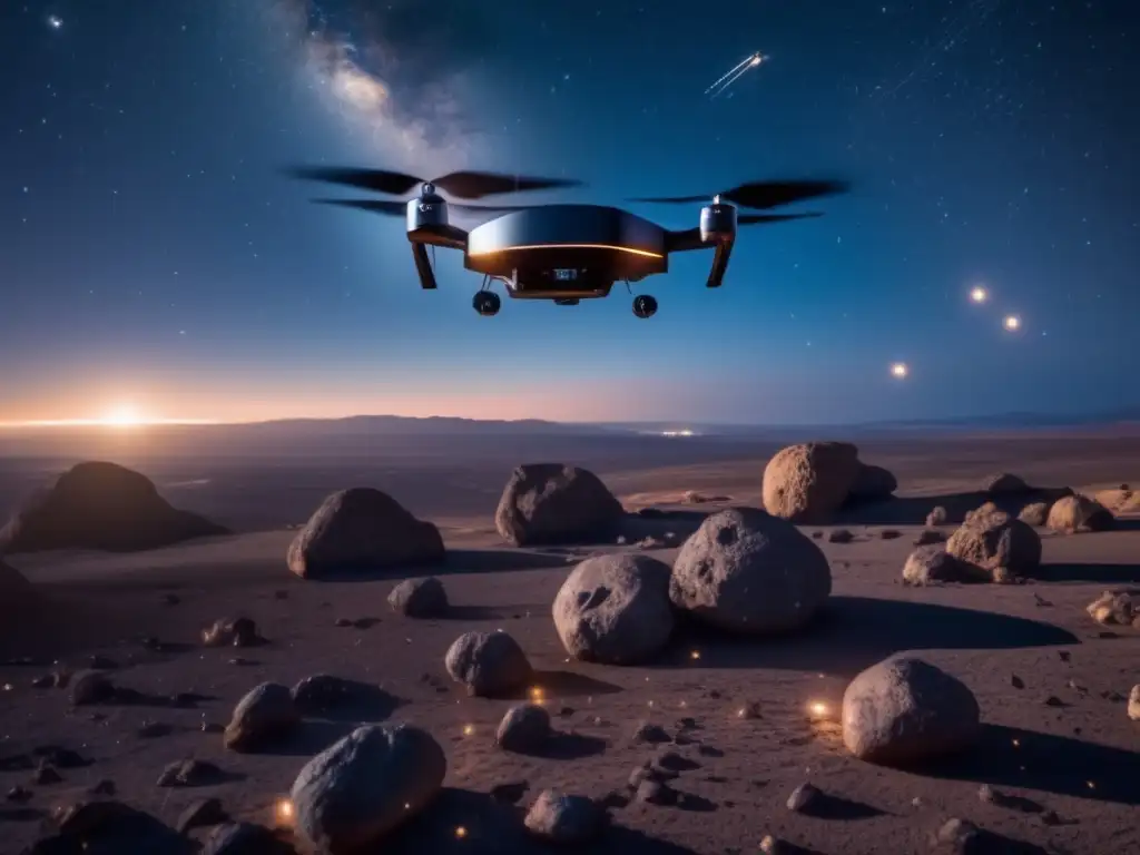 Drones vigilancia asteroides: inmensidad estrellada, drones avanzados y asteroides misteriosos, galaxias distantes