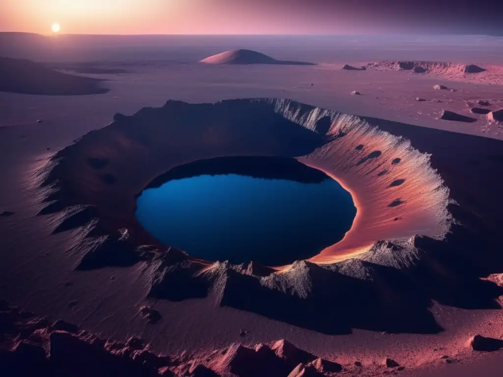 Oasis de vida en cráter lunar Ecosistema exuberante en cráter de impacto: exploración atractiva (110 caracteres)