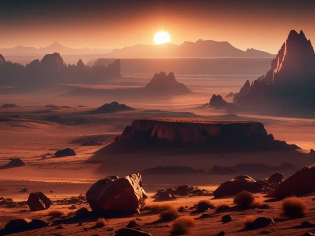 Efecto asteroides tipo C Tierra - Vista impresionante de un paisaje desolado con terreno rocoso y árido