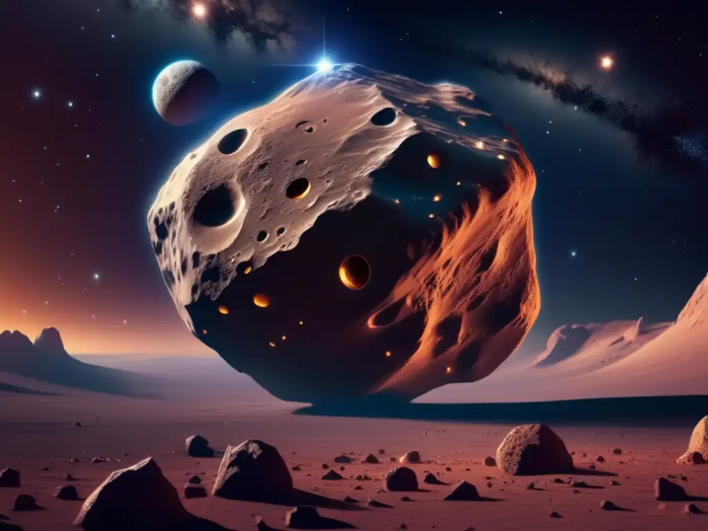 Efecto Yarkovsky en trayectoria asteroides: imagen 8k ultradetallada de un asteroide Centaur en el cosmos