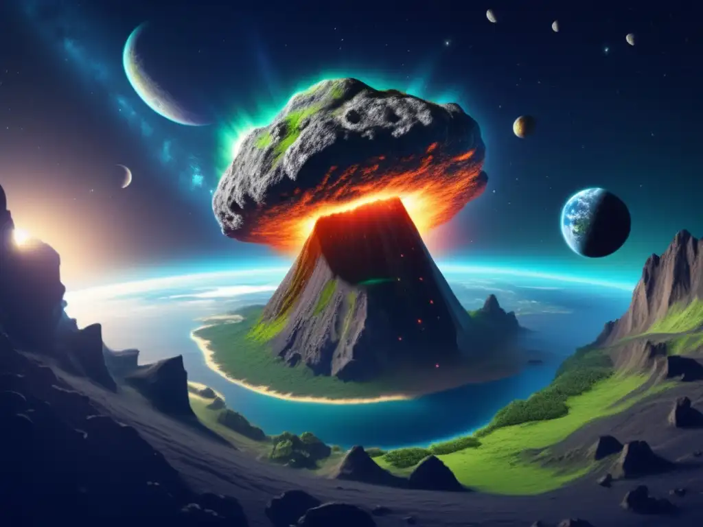 Efectos especiales asteroides cine: Impacto de un asteroide en la Tierra, caos y destrucción en una escena cinematográfica
