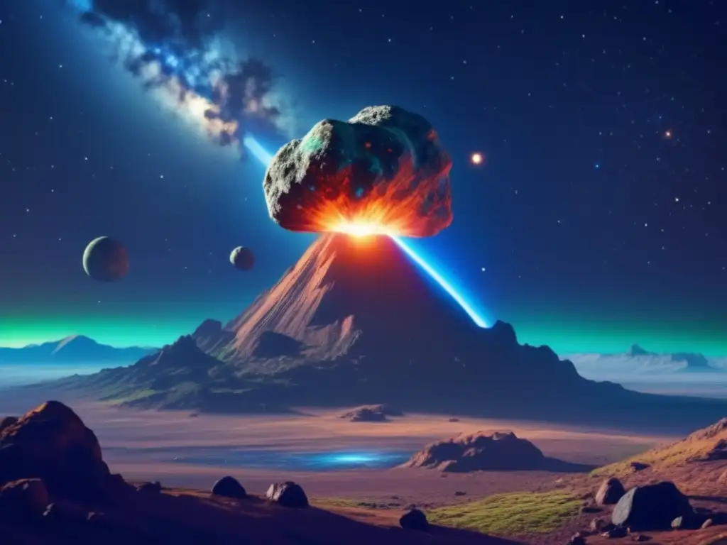 Preparación para encuentro cercano asteroide: escena impresionante de colisión inminente entre asteroide y Tierra