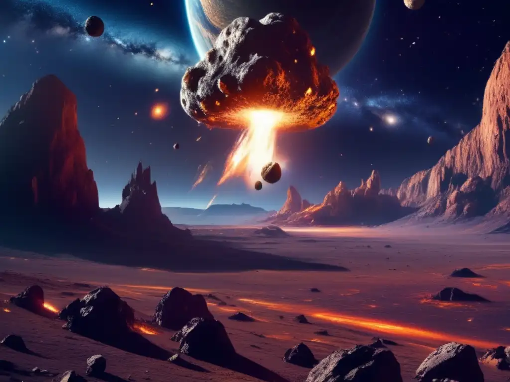 Escena cinematográfica de un espacio desolado con asteroides y galaxias - Videojuegos basados en asteroides reales