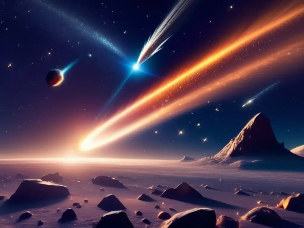 Escena espacial: cometa majestuoso