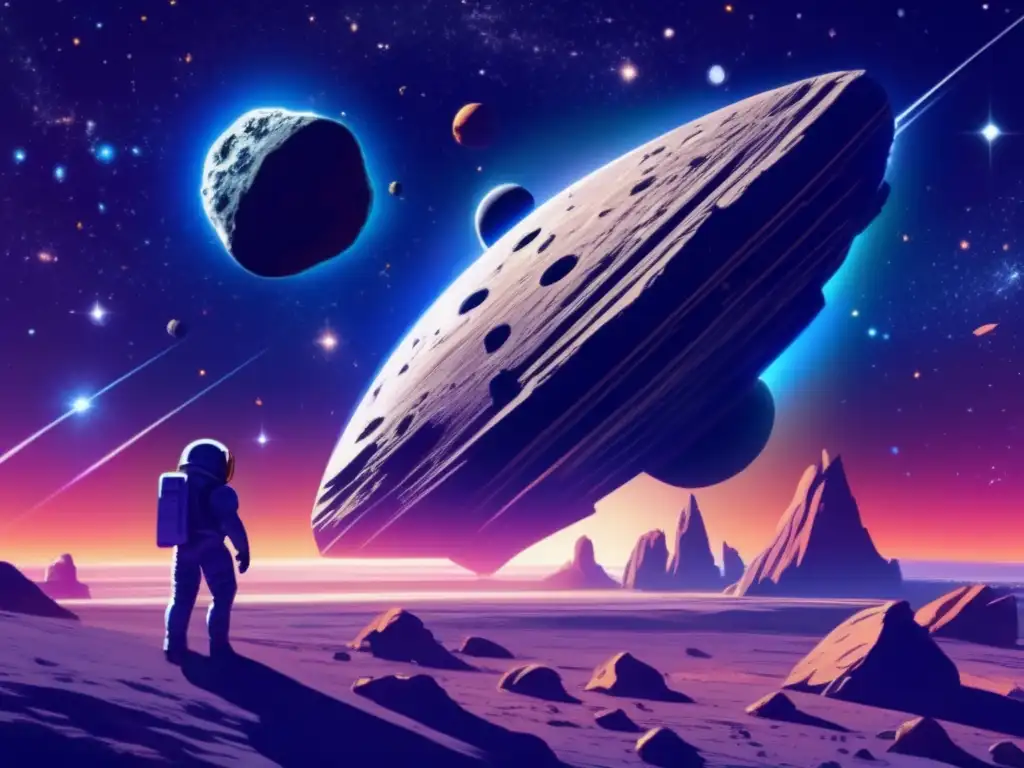 Colonización espacial con asteroides: escena cinematográfica de estaciones espaciales