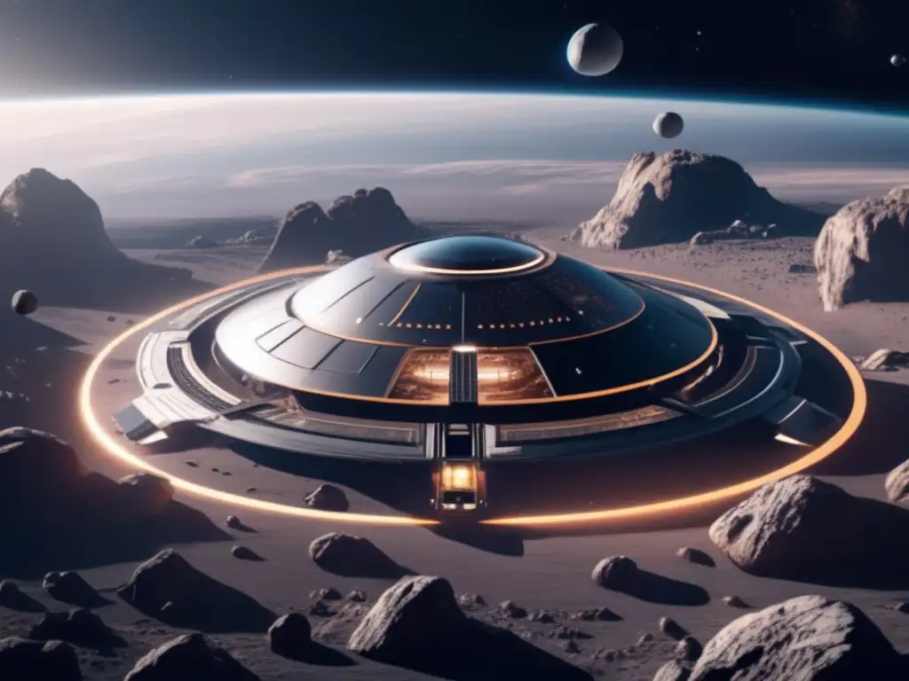 Estación espacial futurista en asteroide: Exploración y construcción