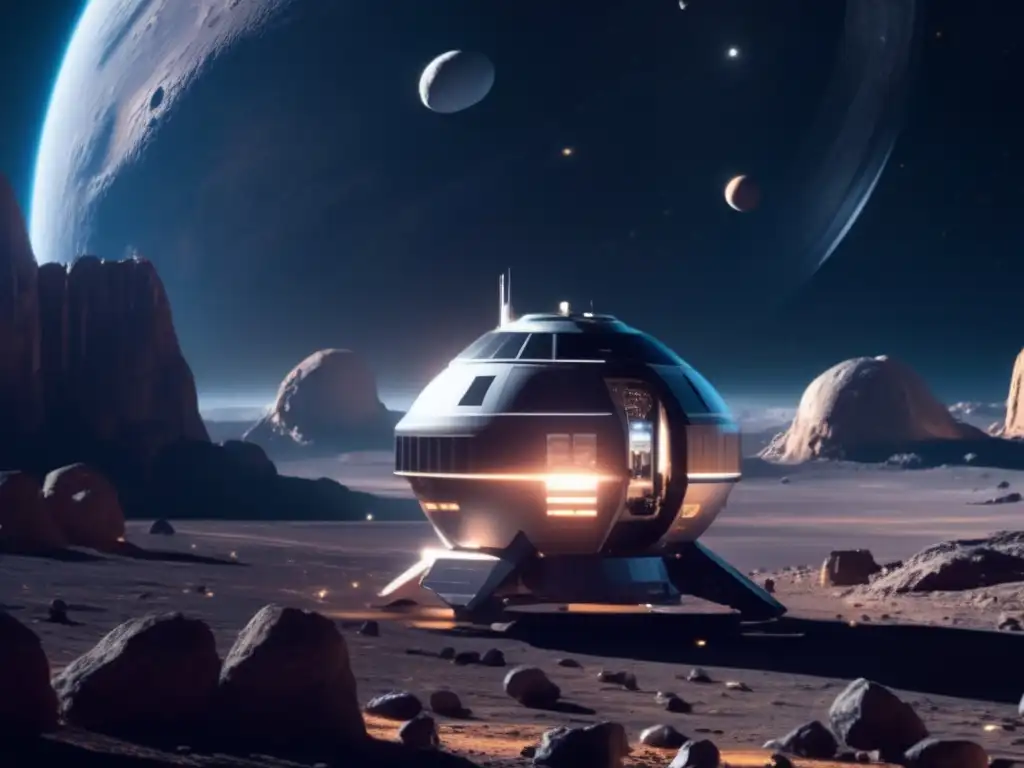 Estación espacial futurista en asteroide: Exploración de asteroides como recursos cósmicos