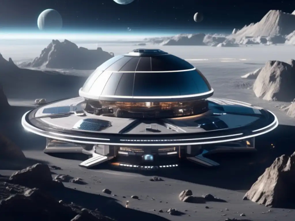 Colonización de asteroides: estación espacial futurista en asteroide con increíble detalle y vastedad del espacio