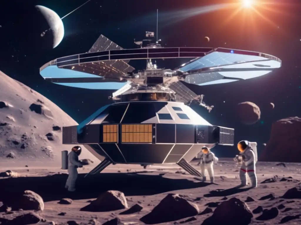 Estación espacial futurista en asteroide: Recursos solares para futuro sostenible