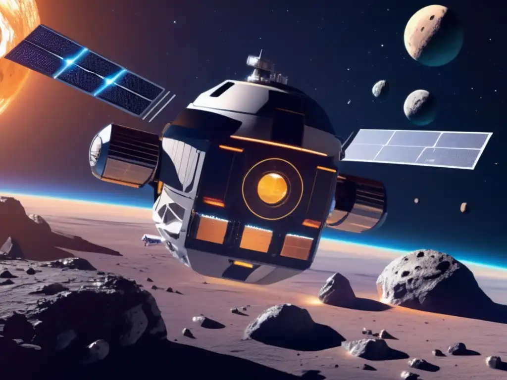 Estación espacial futurista en asteroide: Innovación tecnológica asteroides defensa planetaria