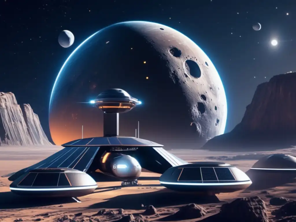 Estación espacial futurista y asteroide: Tratado Espacio Exterior asteroides: derechos y restricciones