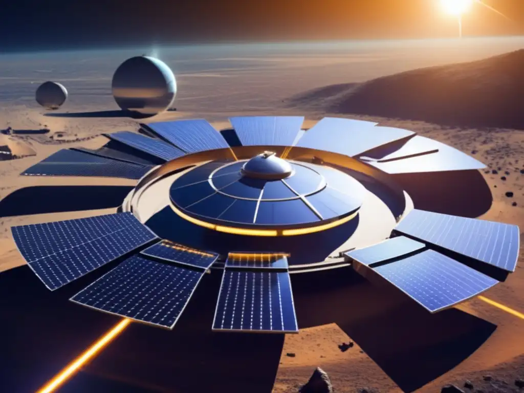 Estación espacial futurista con energía solar: liderazgo en la carrera espacial