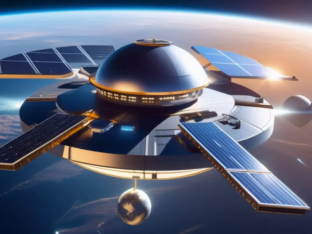 Estación espacial futurista con energía solar: asteroides como fuente