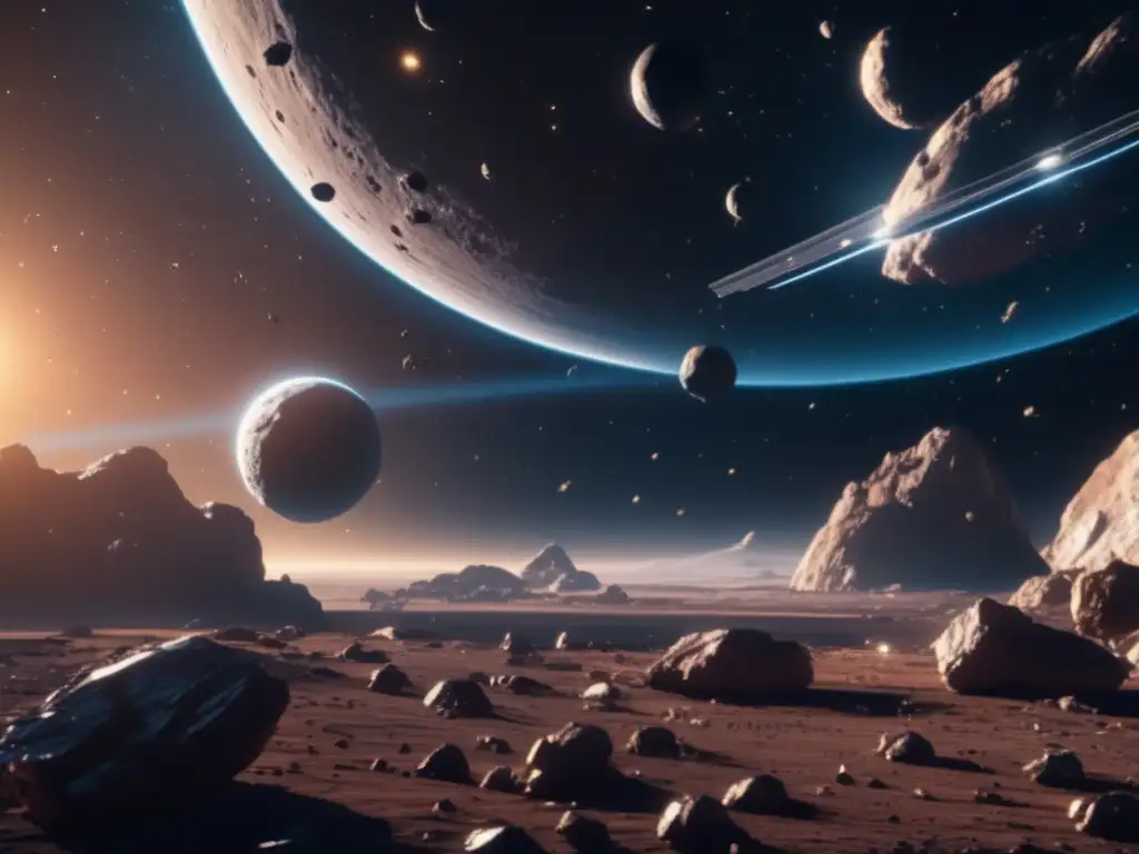Estación espacial futurista en medio de asteroides: Importancia de asteroides en el universo