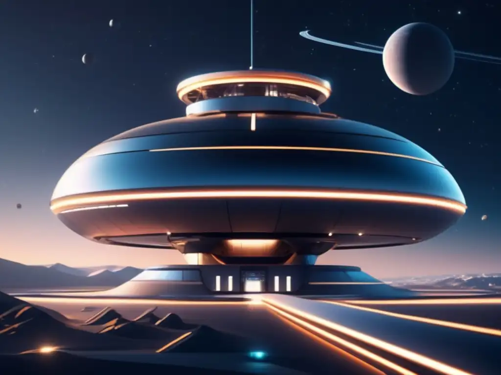 Estación espacial futurista y astronautas en el espacio Estación espacial futurista con sistemas de soporte vital en asteroides