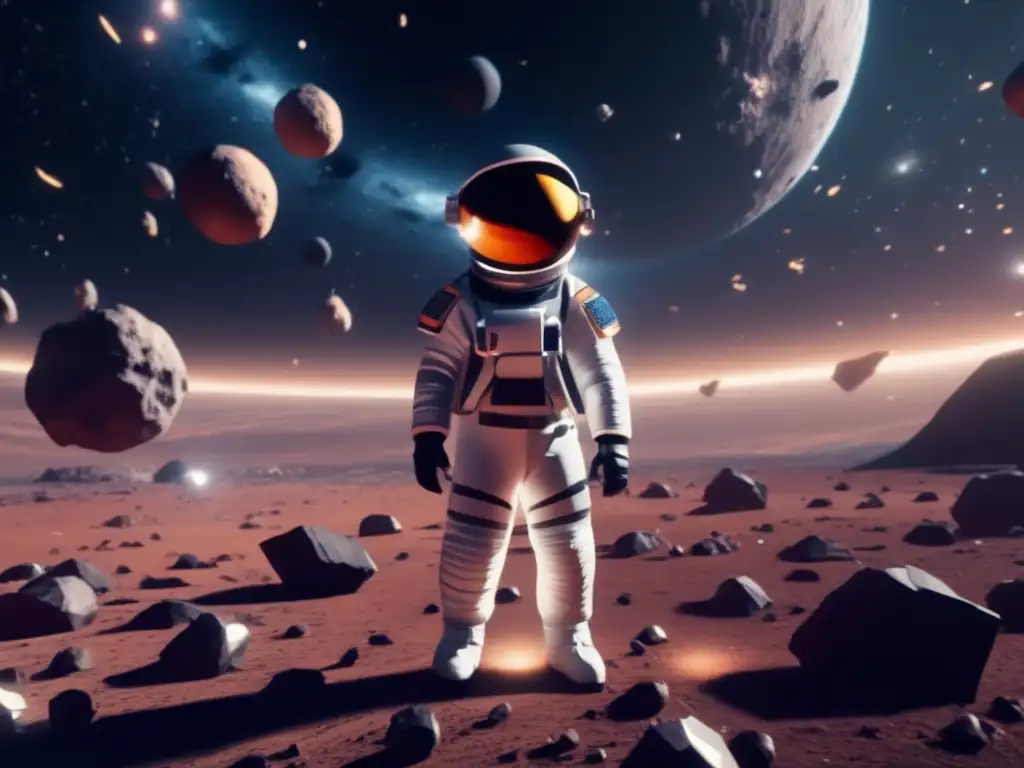 Simulación espacial en Realidad Virtual: Astronauta flotando entre asteroides