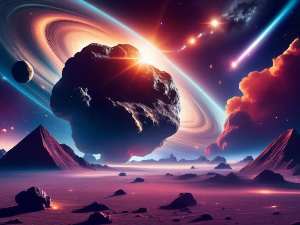 Espectacular paisaje cósmico con asteroides y conexión a eventos de extinción masiva