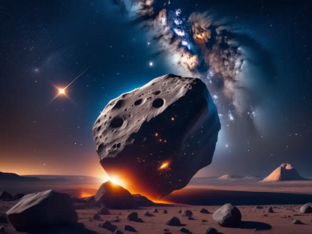 Anochecer estrellado con asteroide peligroso