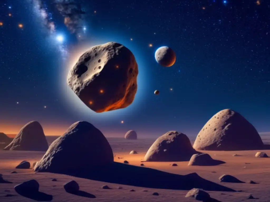 Estudio asteroides binarios: vista impresionante de sistema binario asteroides, danza celestial, detalles textura y composición
