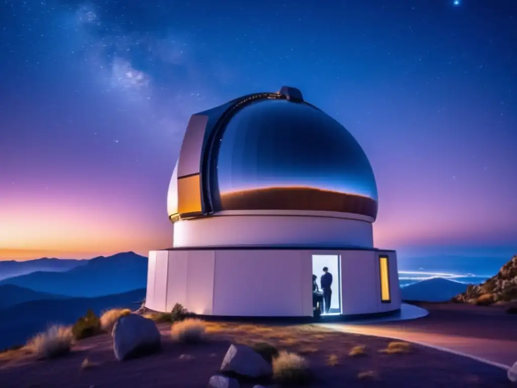 Estudio asteroides tipo C: Telescopio astrónomos exploran la noche, con tecnología avanzada y pasión