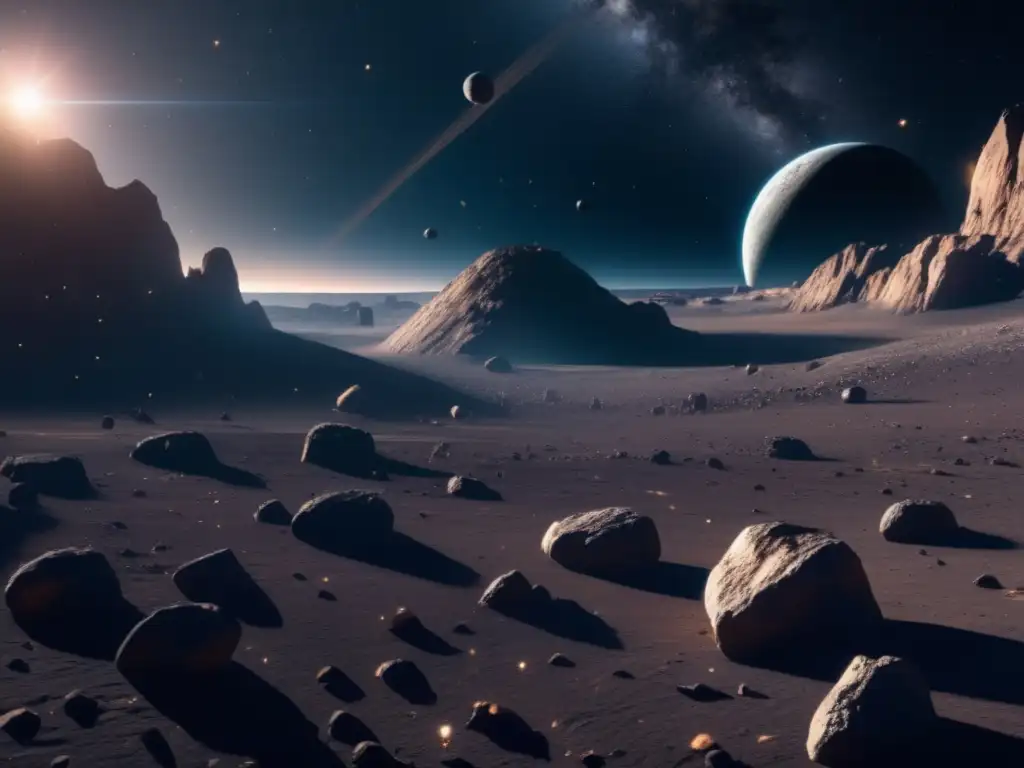 Estudio de objetos cambiantes en asteroides - Vista cinematográfica de un campo de asteroides fascinante en 8k