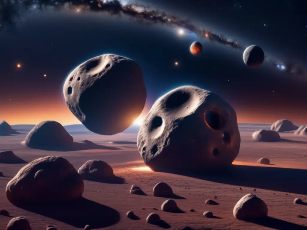 Sistema binario de asteroides en 8K Exploración de asteroides binarios en el universo