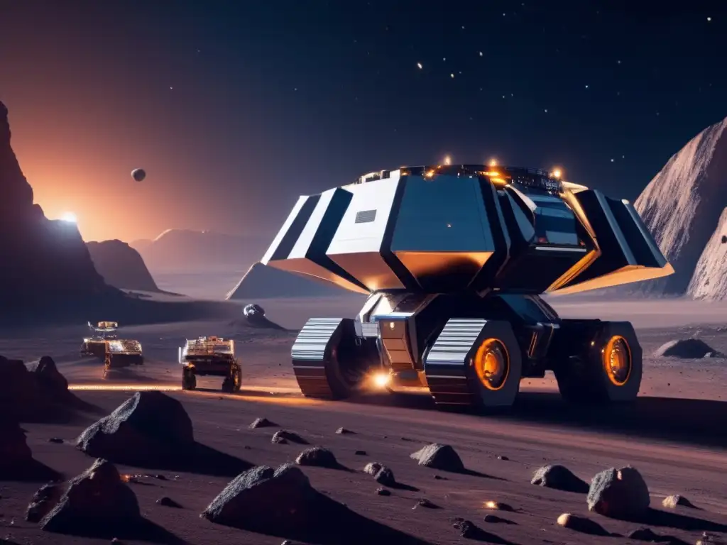 Exploración de asteroides cercanos a la Tierra: Operación minera espacial futurista en 8K