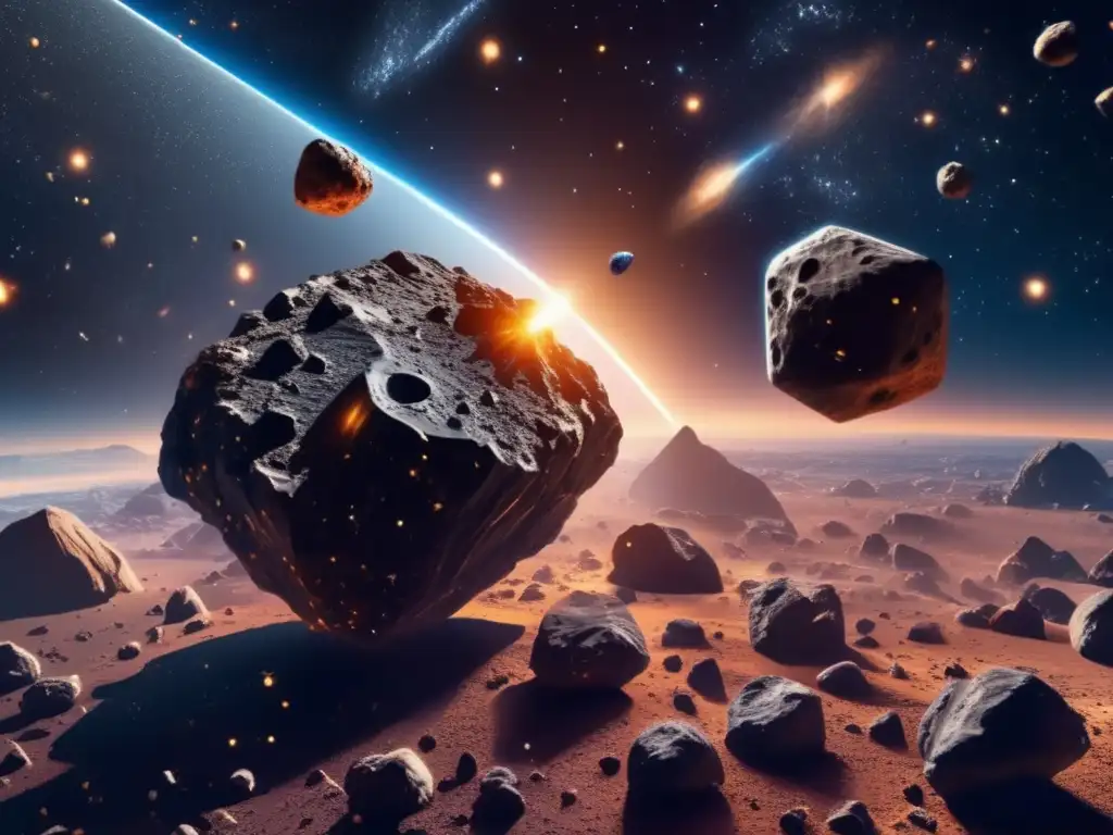 Exploración de asteroides en el espacio: danza cósmica de belleza y maravilla