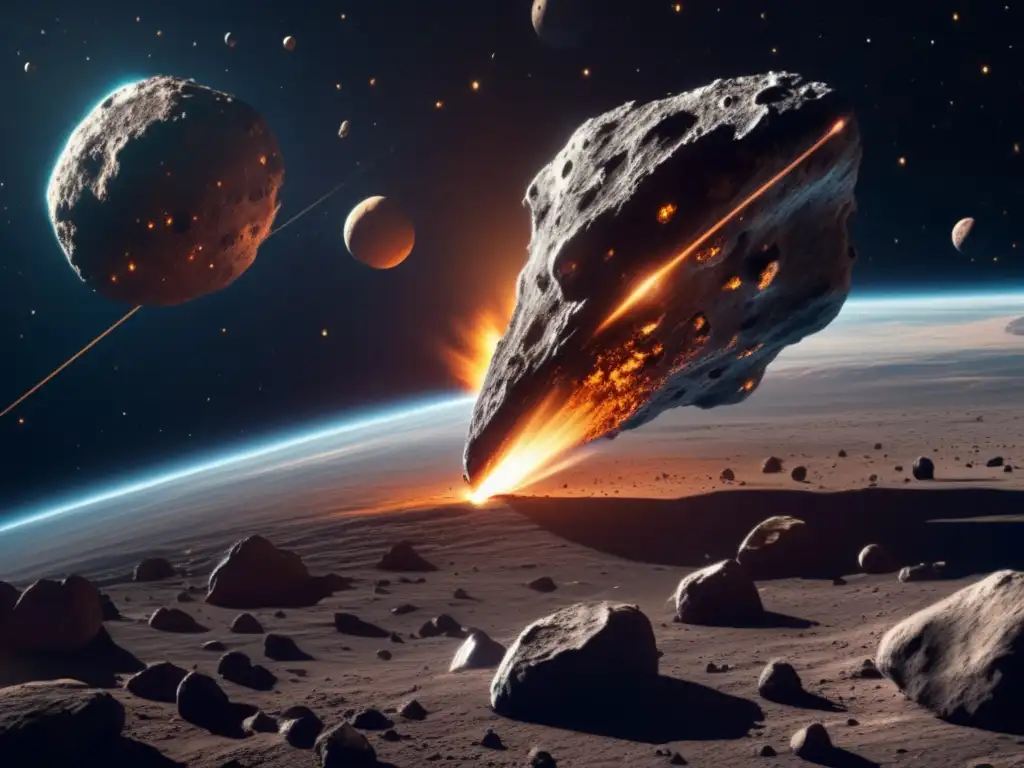Exploración de asteroides: impacto y recursos, impresionante imagen de un asteroide masivo en espacio