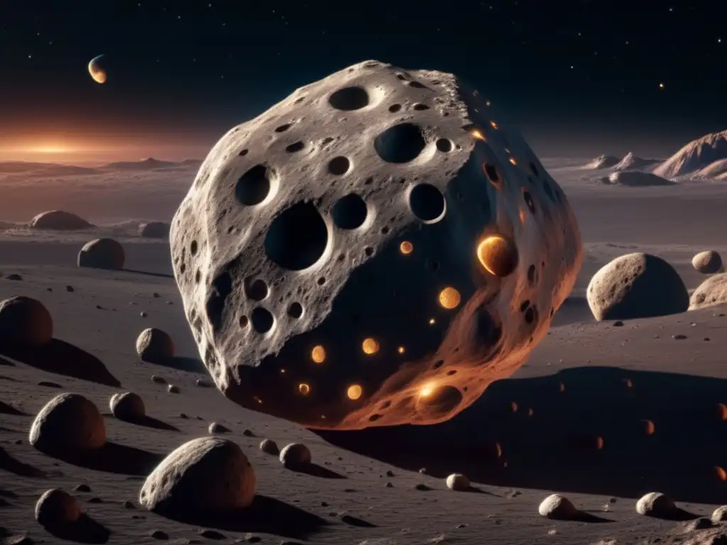 Exploración de asteroides con lunas: impresionante imagen 8k ultradetallada del asteroide con múltiples satélites en órbita