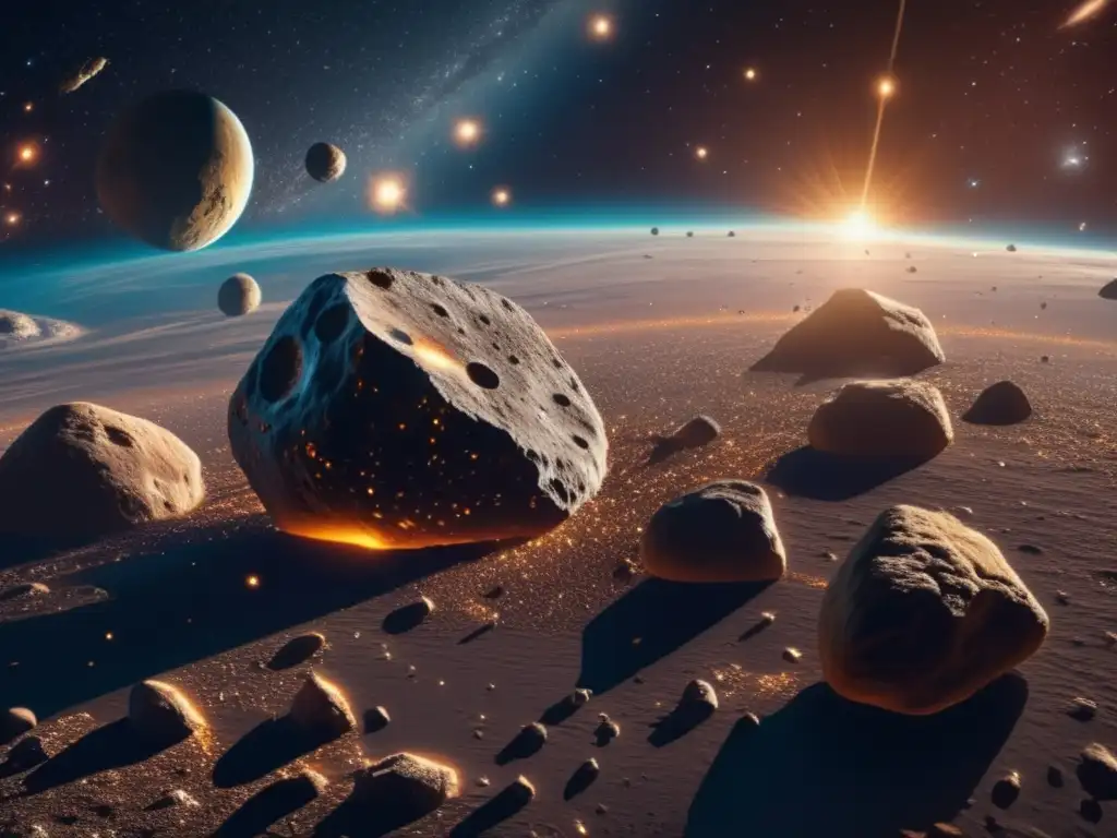 Exploración de asteroides para minería espacial: fascinante imagen 8k muestra belleza y complejidad del cinturón de asteroides