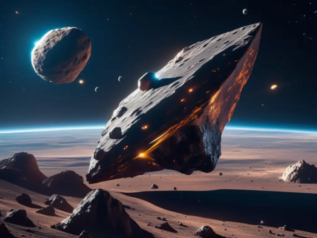 Exploración de asteroides: nave espacial futurista y recursos minerales